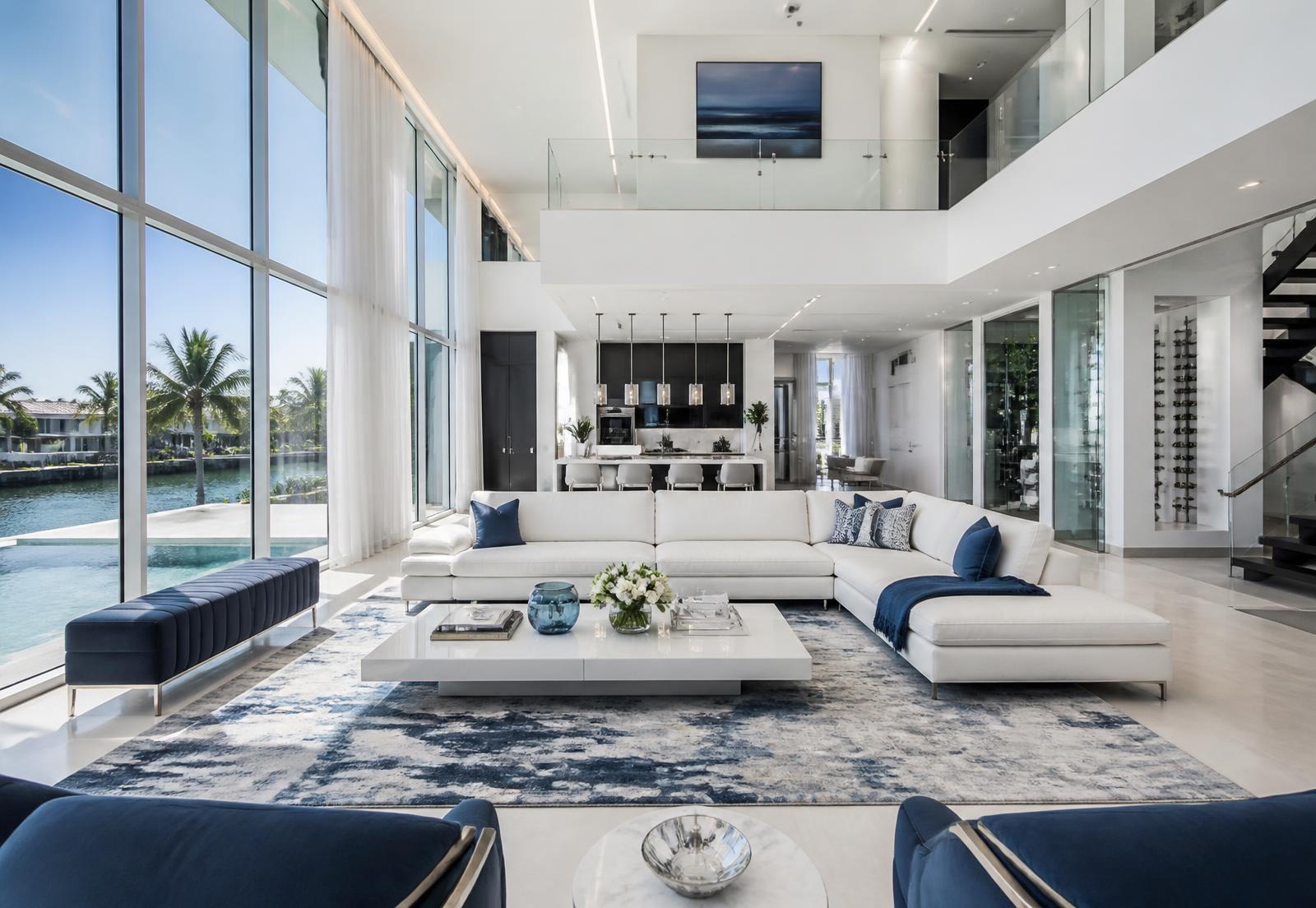 Bright, spotless luxury living room cleaned by Swift Kleaners