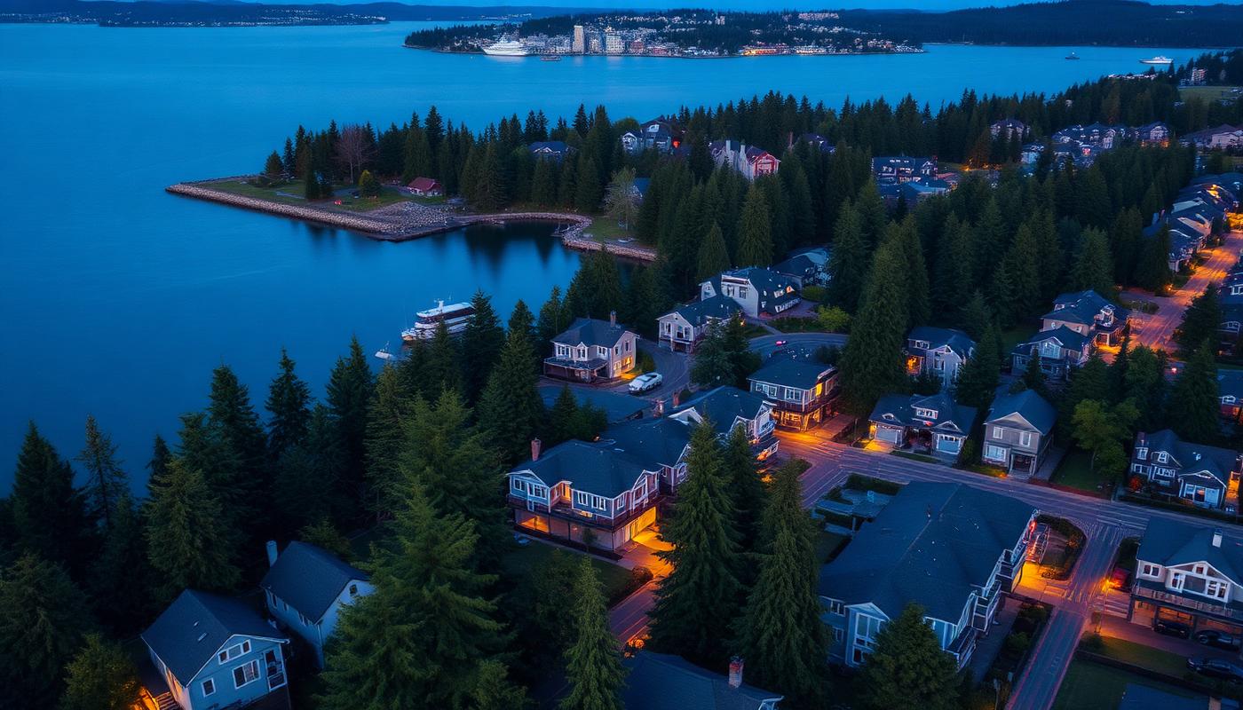 Aerial view of Puget Sound neighborhoods served by Swift Kleaners
